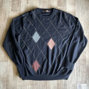 Raffi Cashmere Sweater Mens XXLarge Argyle Pullover V Neck Lightweight